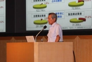 経営概況等を説明する相馬和夫三菱重工業㈱長崎造船所長